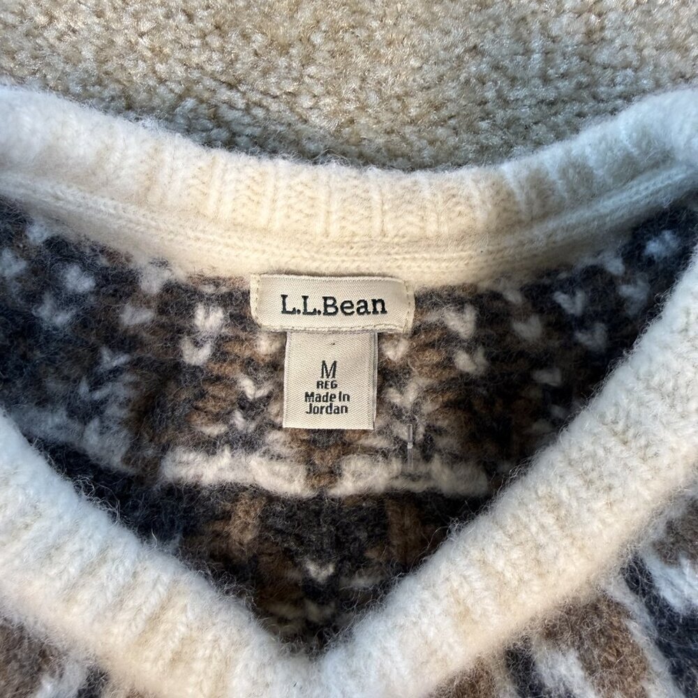 L.L. Bean Women's Nordic Fair Isle Sweater 100% Lambs Wool Vintage Size Medium - Picture 5 of 9